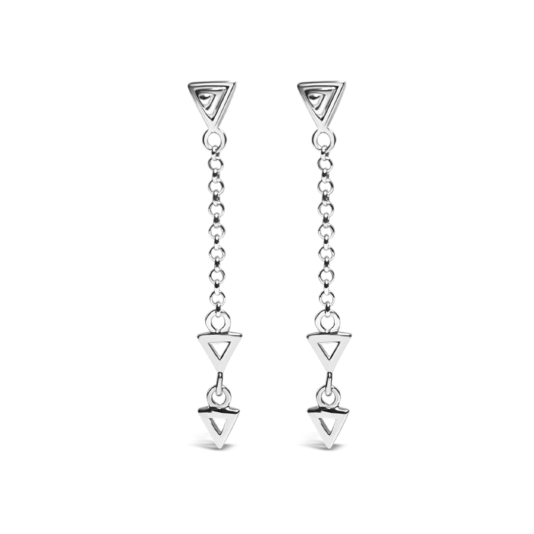 Vira Chain Drop Earrings, silver